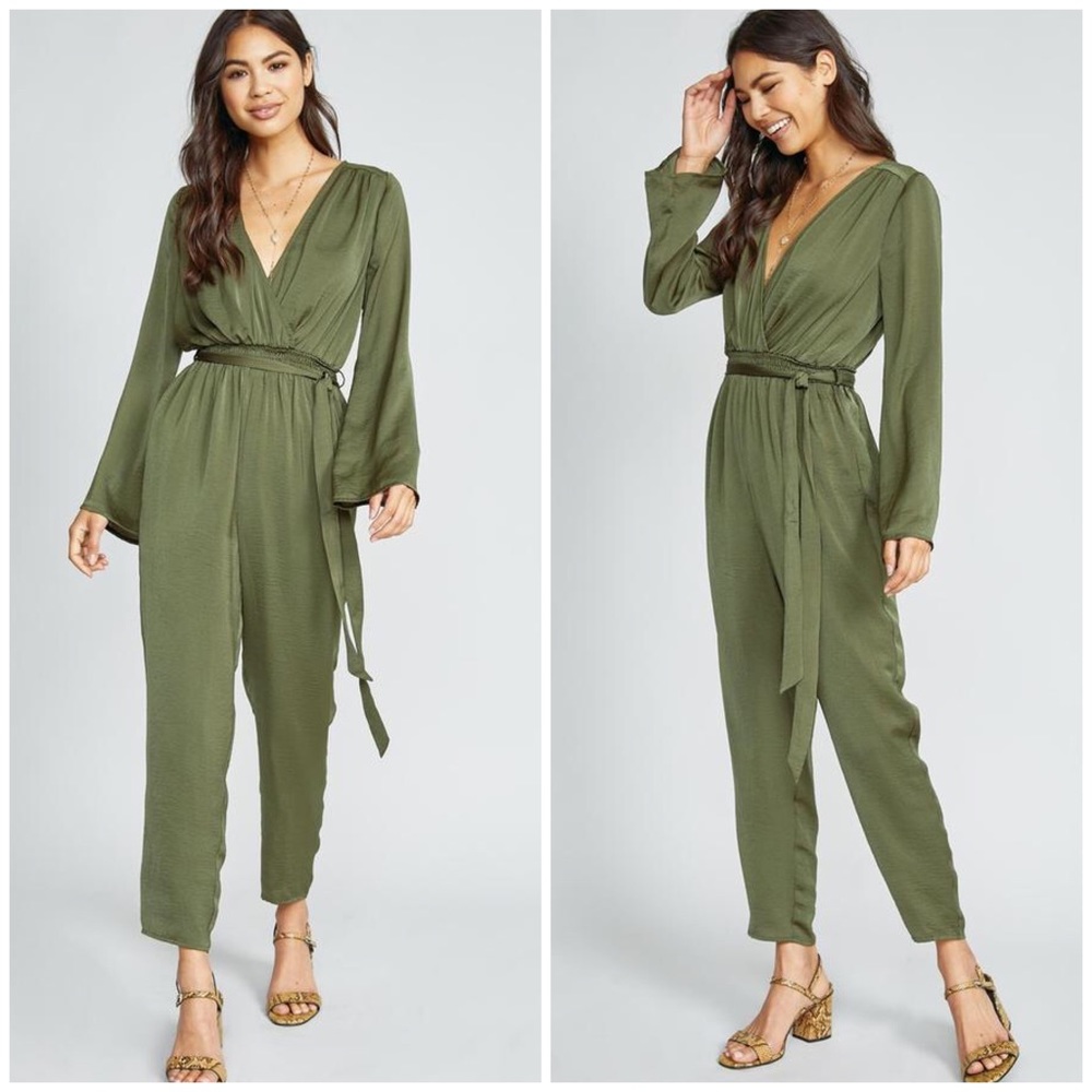 *Sadie & Sage* Olive Satin Jumpsuit